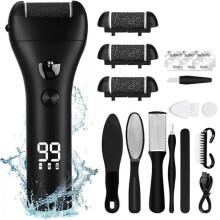 Waterproof IPX7 Electric Foot File with 3 Roller Heads – Rechargeable Pedicure Set for Spa-Quality Callus Removal