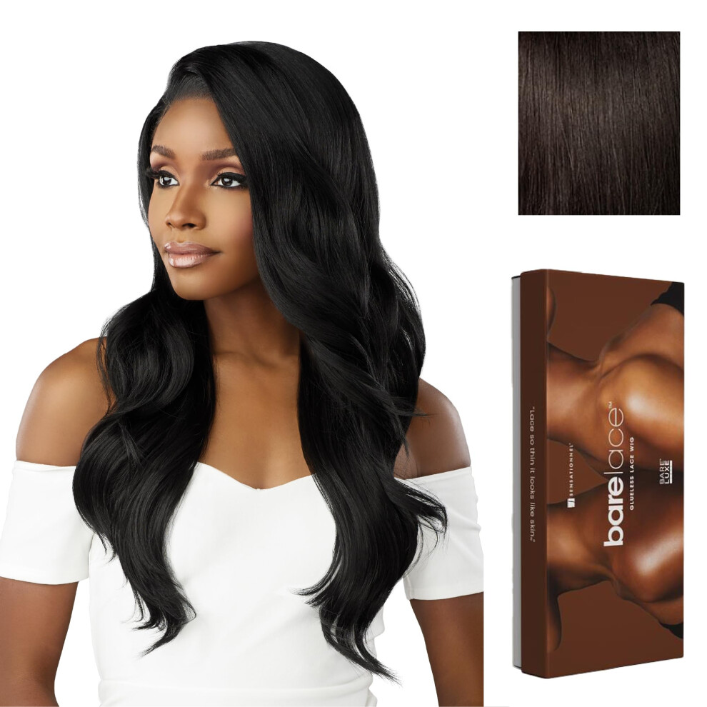 Sensationnel Unisex Bare Lace 13X6 Wigs - Unit 20 Lacefrontal Glueless Synthetic 180 Degree Preplucked Hairline (2 Darkbrown)