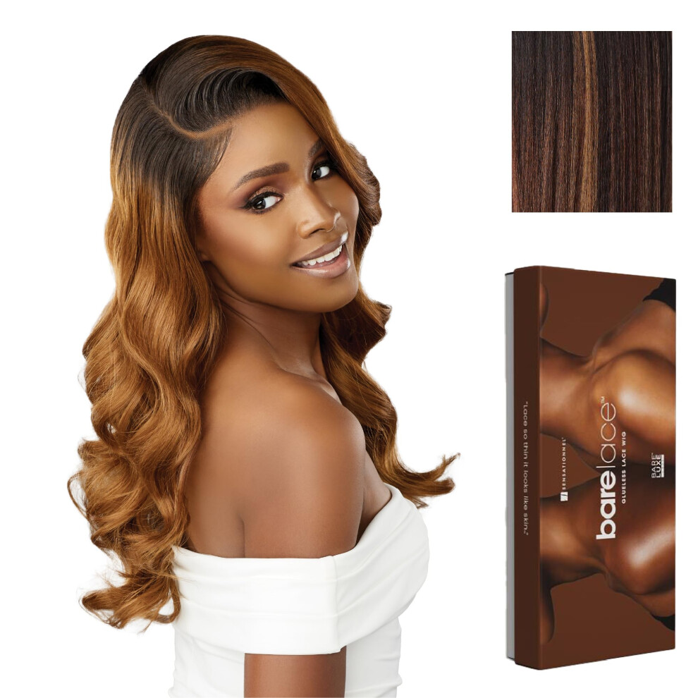 Sensationnel Bare Lace 13X6 Wigs - Unit 21 Lacefrontal Glueless Synthetic 180 Degree Preplucked Hairline (Balayagechocolate)