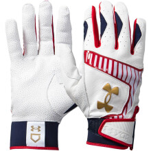 Guanti da Baseball Under Armour Yard 9 Stars and Stripes Uomo, (100) Bianco/Rosso/Oro Metallico, Piccolo