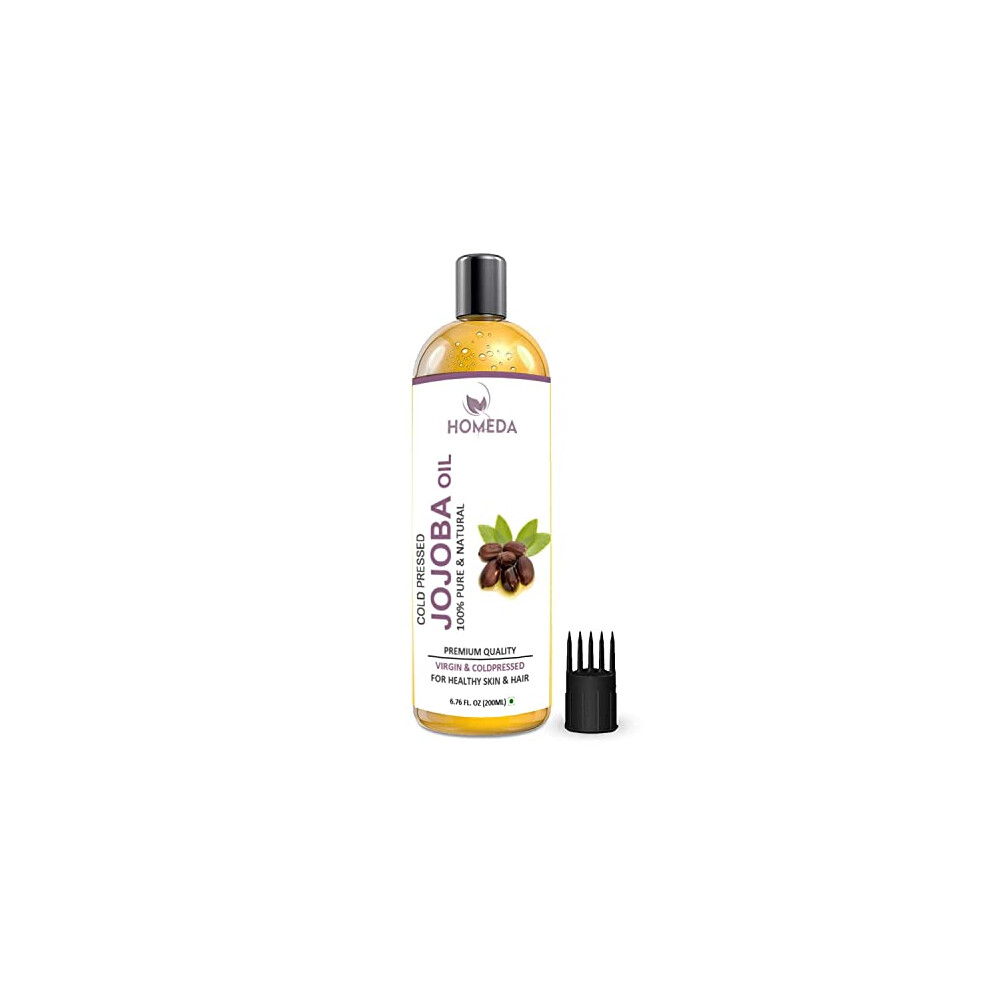 Homeda Cold Pressed Jojoba Oil For Hair Growth, Face Glow, Skin (200 Ml) 100% Pure, Organic, Virgin & Unrefined
