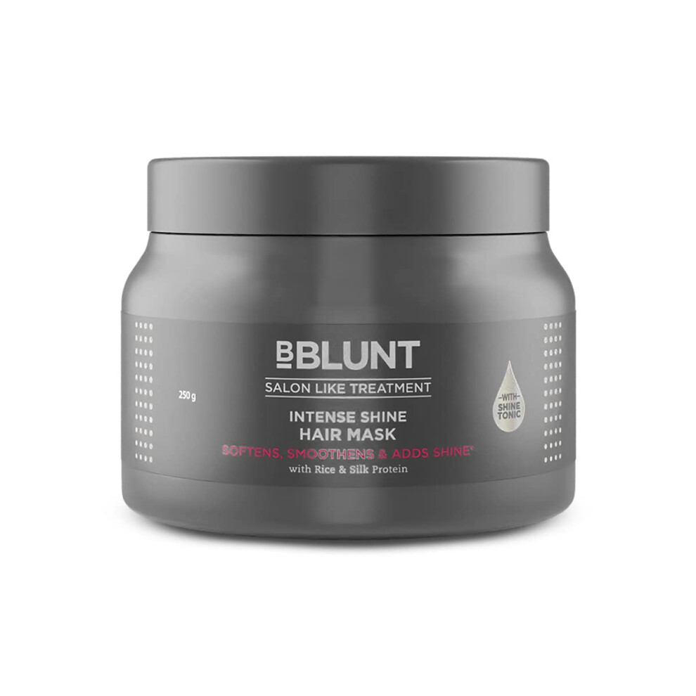 Bblunt Intense Shine Hair Mask With Rice & Silk Protein For Softer, Smoother & Shinier Hair - 250 G