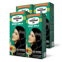 Vasmol Super 33 Kesh Kala 75Ml - 4-Pack I Svart Färg I Olje-baserad Hårfärg I Förbättrad Med 3 Oljor I Inga Ammoniak