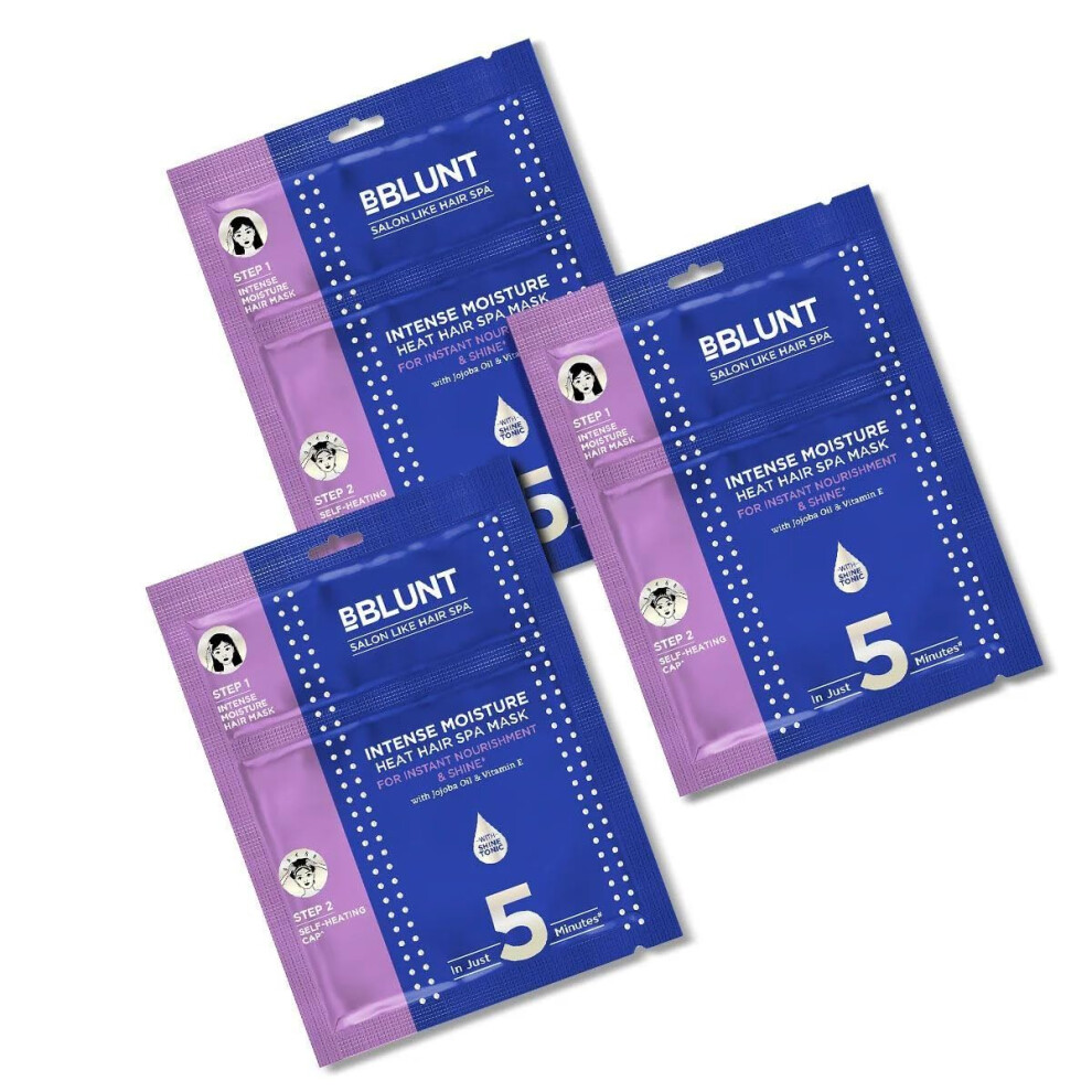Bblunt Intense Moisture Heat Hair Spa Mask | With Jojoba Oil & Vitamin E | Salon-Like Hair Spa At Home - 70 G (Pack Of 3)