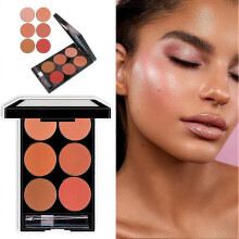 6 Colors Blush Contouring Palette- Makeup Highlighter Matte Eyeshadow Palette