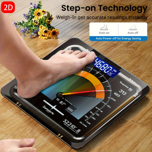 Digital Body Weight Scale With Step-On Technology,  Glass LED Bathroom Scale