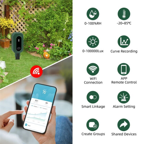 Zigbee  Soil Moisture Meter Tuya App Control Soil Tester Temperature Humidity Sensor for Gardens Potted 2