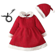 (120 yards) New Spring And Winter Children's Christmas Dress Girl Christmas Dress With Hat Christmas Dress New Arrival
