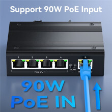 Nuevo Repetidor Industrial Gigabit POE de 4 Puertos, Extensor PoE de 4 Puertos, 1000 Mbps, Aleación de Aluminio, para Riel DIN, Entrada PoE de 90 W