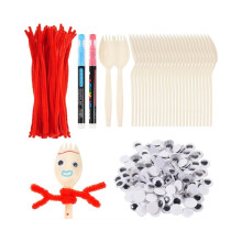 Il kit forchetta da 50 set include Sporks Scovolini rossi Occhi finti autoadesivi e penne, crea il tuo kit