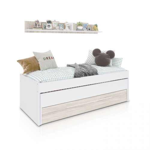 Cama doble juvenil con estante Nuit