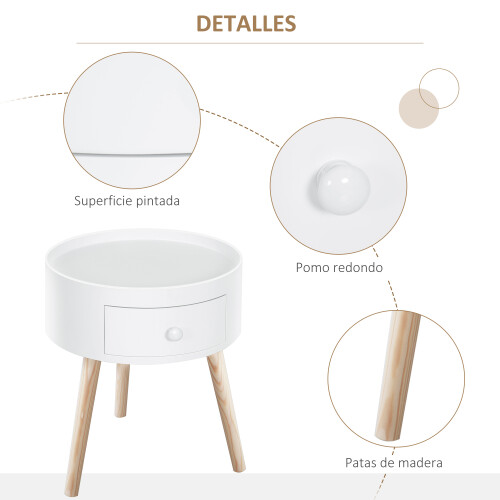 Homcom Mesita de Noche Blanco 38 x 38 x 45 cm 2