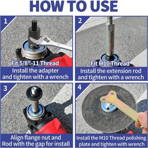 Angle Grinder Extension Pole,M10 Thread Polisher Adapter Pole, Grinder Extension for 100 Type Angle Grinder/Polisher 2