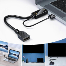 (19cm, Gold) HDMI to DisplayPort Cable 19cm/1.8m