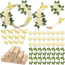Metal Gold Center Pieces Decoration for Table with Wood Base, Table Centerpieces for DIY Wedding Decor