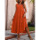 Women Solid Color Casual Midi Dress Orange S 5