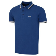 (M, Medium Blue) Hugo Boss Mens 2026 Paddy Stripe Collar Cotton Breathable Golf Polo Shirt