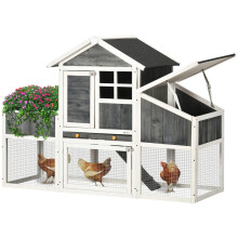 Geprefabriceerd houten kippenhok met open ruimte, hok en nest, 161,5x62,5x115 cm, grijs