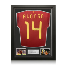 Xabi Alonso Signed Spain 2020 Football Shirt. Standard Frame