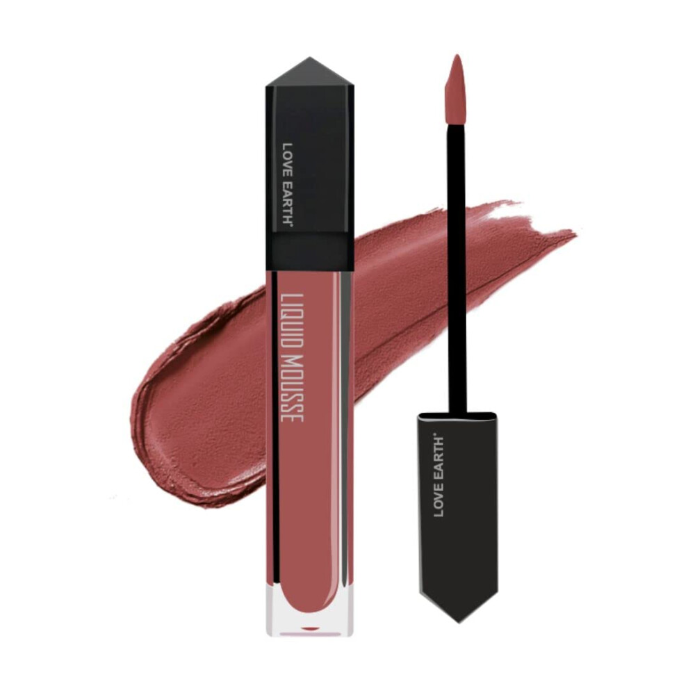 Love Earth Liquid Mousse Lipstick - Pink Colada Matte Finish | Lightweight, Non-Sticky, Non-Drying,Transferproof, Waterproof | Lasts Up To 12 Hours Wi