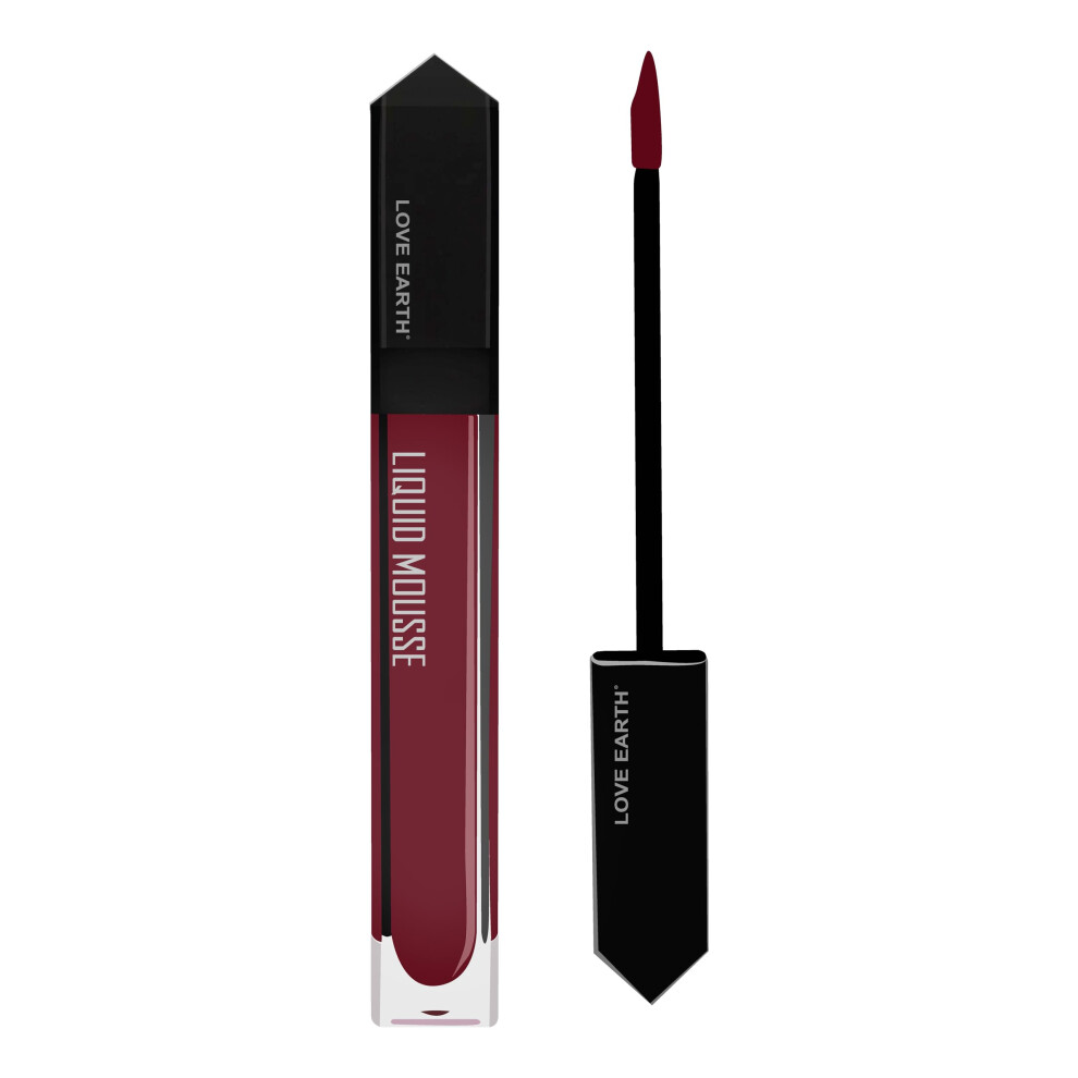 Love Earth Liquid Mousse Lipstick - Raspberry Martini Matte Finish | Lightweight, Non-Sticky, Non-Drying,Transferproof, Waterproof | Lasts Up To 12 Ho
