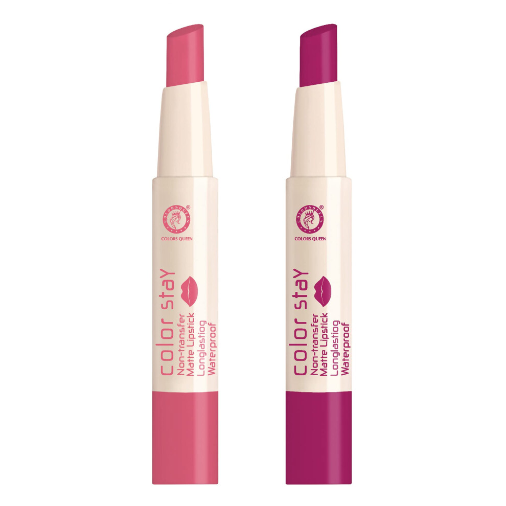 Colors Queen Color Stay Matte Lipstick Combo Set Of 2 | Weightless Matte Finish With Smooth Application | Transfer Proof, Smudge Proof & Waterproof |