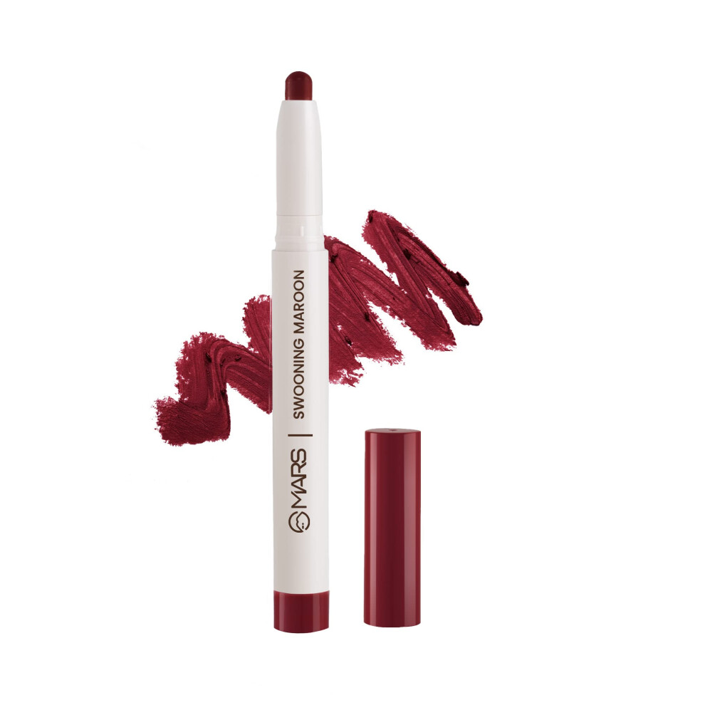 Mars Retractable Poppins Long Lasting Lip Crayon | Matte Finish | Smudge Proof & Kiss Proof Crayon Lipstick For Women (1.3 Gm) (17-Swooning Maroon)