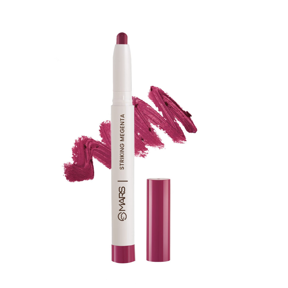 Mars Retractable Poppins Long Lasting Lip Crayon | Matte Finish | Smudge Proof & Kiss Proof Crayon Lipstick For Women (1.3 Gm) (23-Striking Magenta)