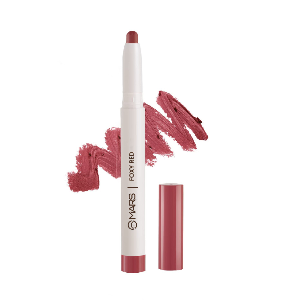 Mars Retractable Poppins Long Lasting Lip Crayon | Matte Finish | Smudge Proof & Kiss Proof Crayon Lipstick For Women (1.3 Gm) (15-Foxy Red)
