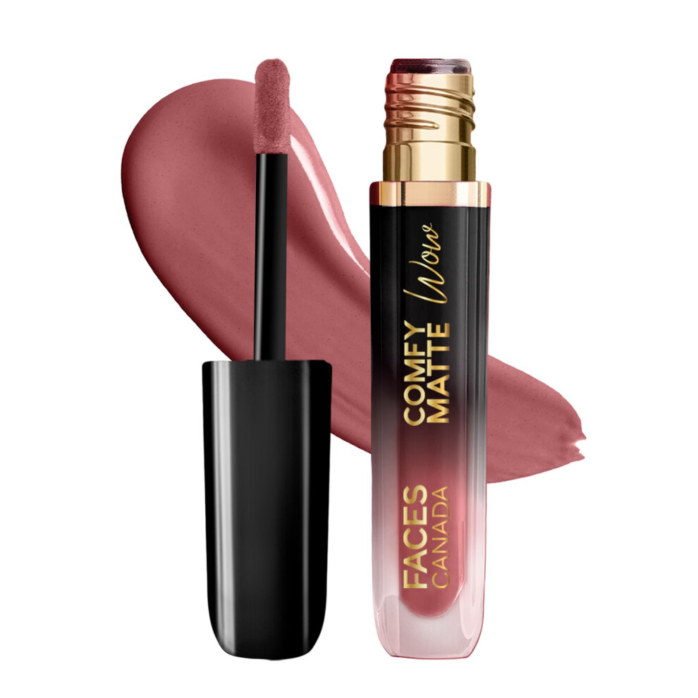 Facescanada Brown Faces Canada Comfy Matte Wow Liquid Lipstick - Tea Rose 12 (Brown) 3.8Ml | One Swipe Application | Highly Pigmented | Comfortable Wear | Glides Smooth