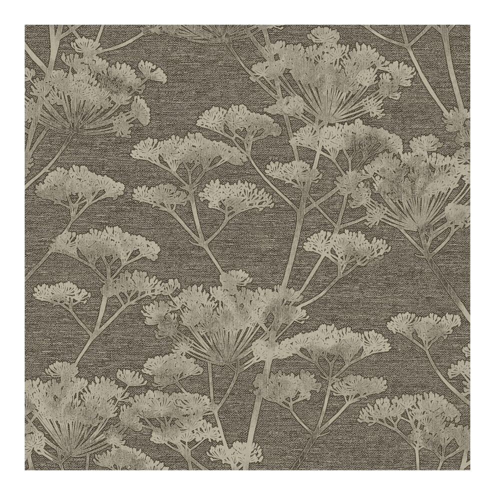 Boutique Taupe & Gold Serene Seedhead Floral Wallpaper 5011583547870