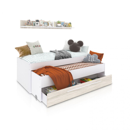 Cama doble juvenil con estante Nuit 2