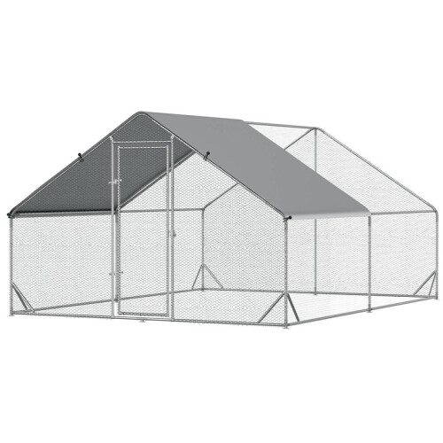 Poulailler de jardin avec structure galvanisée, bâche imperméable et grillage hexagonal 1