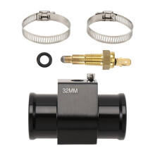 32/28mm Water Temp Joint Pipe Hose Adapter W/ 1/8" NPT Engine Cooling Fan Thermostat Temperature Sensor 32mm