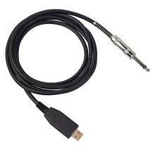 Cabo de Interface USB para 6,35 mm para Gravação de Guitarra Elétrica com Conectores Banhados A Ouro e Redução de Ruído de 2 M