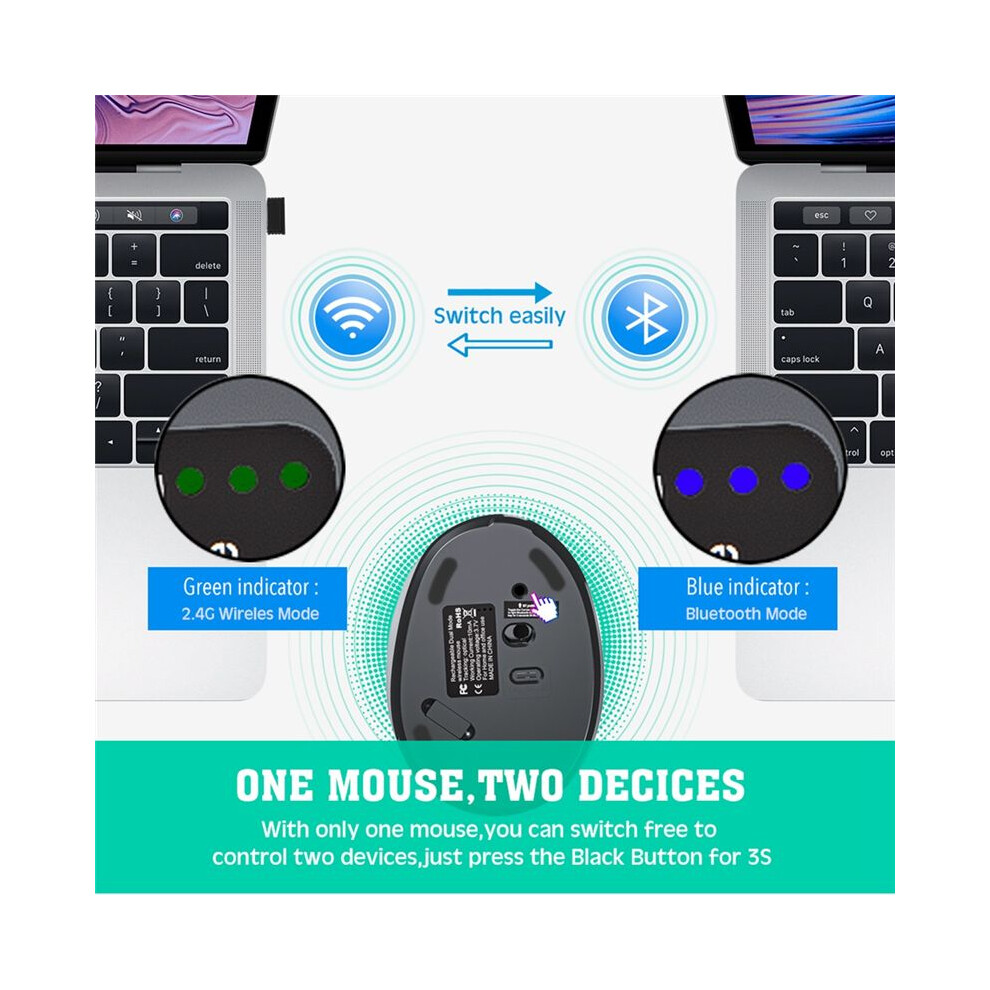 Rechargeable Dual Mode Usb 2.4G Wireless + Mouse Vertical Ergonomic Optical Mice For Computer Notebook Gray 4713630024426