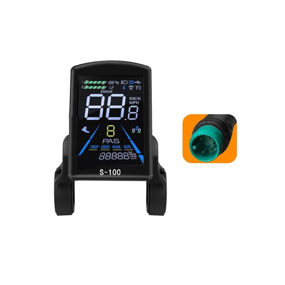 S-100 E-Scooter Nfc Lcd Color Screen Meter 24V-72V Ip65 Waterproof For Mountain Bike Lcd Meter 5Pin Plug Black 4712875089610