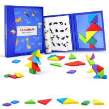 Pluspoint Trä Tangram Resespel Magnetisk Pusselbok Utmaning IQ Lärande Lek för 3-99 År