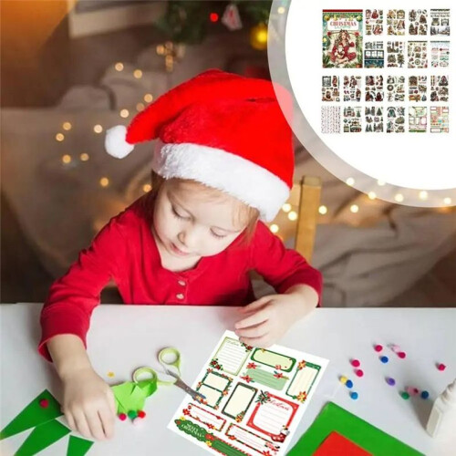 Scrapbooking Stickers Kit Scrapbooking Ledger Decorative Sticker Material Kit Vintage Christmas Patterns  Tool A 1