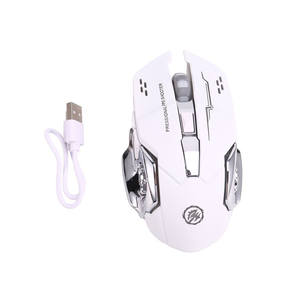 Silent Wireless Mouse Usb Rechargeable Gaming Computer Rechargeable Mouse For Pc And Laptop White 4711376965706