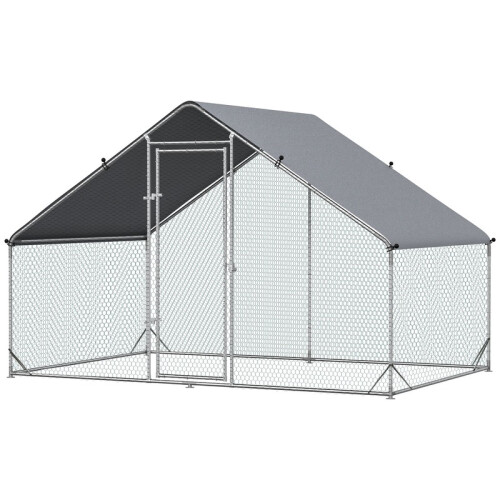 Poulailler de jardin avec structure galvanisée, bâche imperméable et grillage hexagonal 1