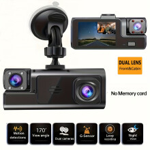 (No card) 1080P Front & 720P Rear Dash Cam with Memory Card Included | Dual Camera System, Easy Control