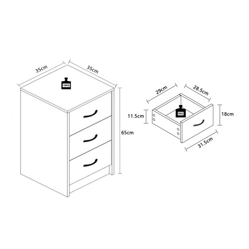 (Matt, Modern/Contemporary) Wooden bedside table drawer Boxal Maxi 1
