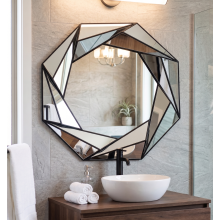 Black Octagonal Wall Mirror Geometric Decor 65Cm D