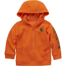 Carhartt Boys' Long-Sleeve Half-Zip Hooded Sweatshirt, Exotic Orange, 9 Months