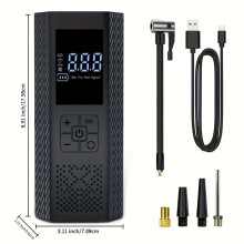 (Black) 150PSI Portable Air Compressor with Tire Pressure Gauge & LED Display - 3X Faster One-Touch Smart Cordless Tire Inflator