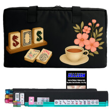 DEALZOOM Amerikanisches Mahjong Set Komplett, mit 166 Mahjong Steinen, Racks, Anleitung, Würfeln & Chips