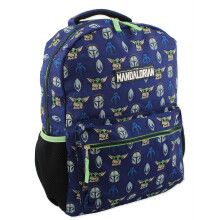 Disney Star Wars Mandalorian Baby Yoda Zaino Scuola 16 Pollici (Taglia Unica, Blu/Verde)