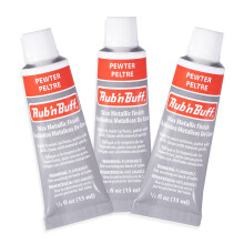 AMACO Rub n Buff Wax Metallic Finish - 3 Rub n Buff Pewter 15ml Tubes - Versatile Gilding Wax for Finishing Furniture Antiquing and Restoration - Rub