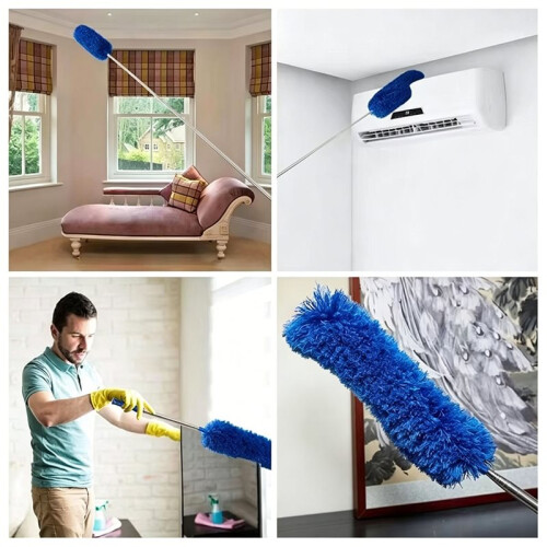 Telescopic Washable Duster Long Extendable 250cm Microfibre Brush Gaps Mop for Spider Web Remover Dust Cleaning 2